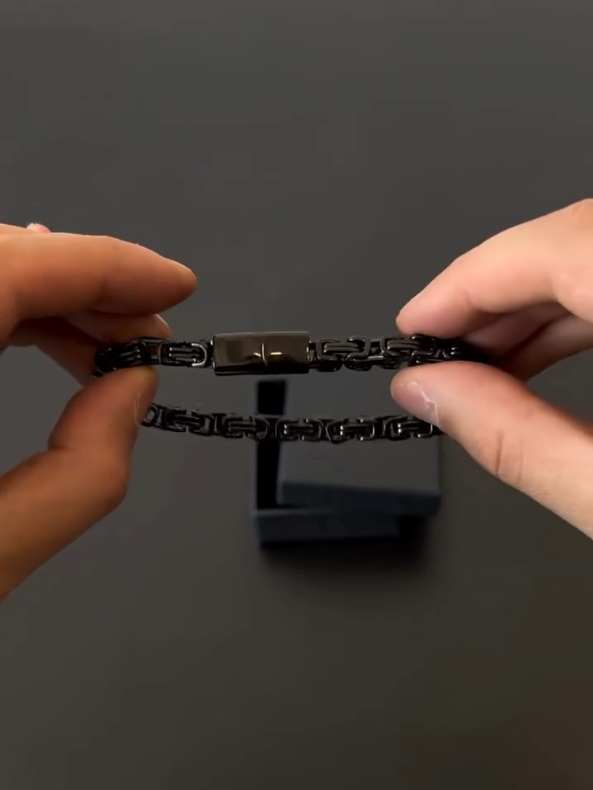 Stainless Steel Black Byzantine Chain Bracelet