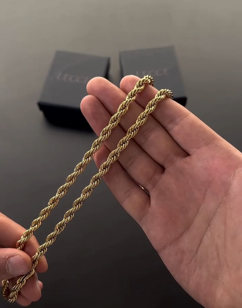 Stainless Steel Gold Byzantine Bracelet Gold Chain Necklace Man