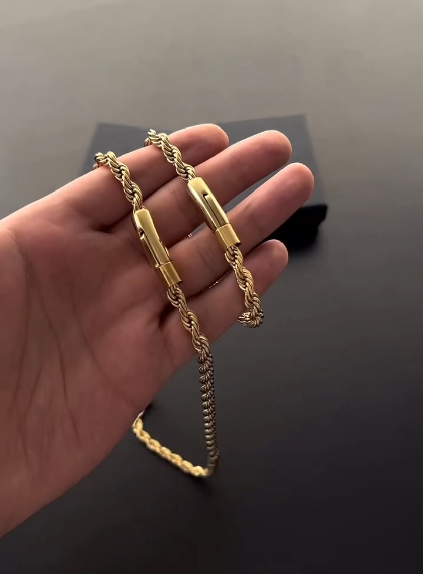 Stainless Steel Gold Byzantine Bracelet Gold Chain Necklace Man