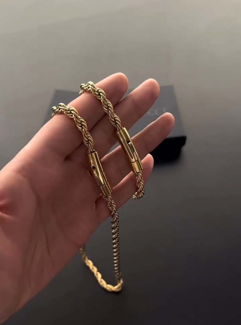 Stainless Steel Gold Byzantine Bracelet Gold Chain Necklace Man